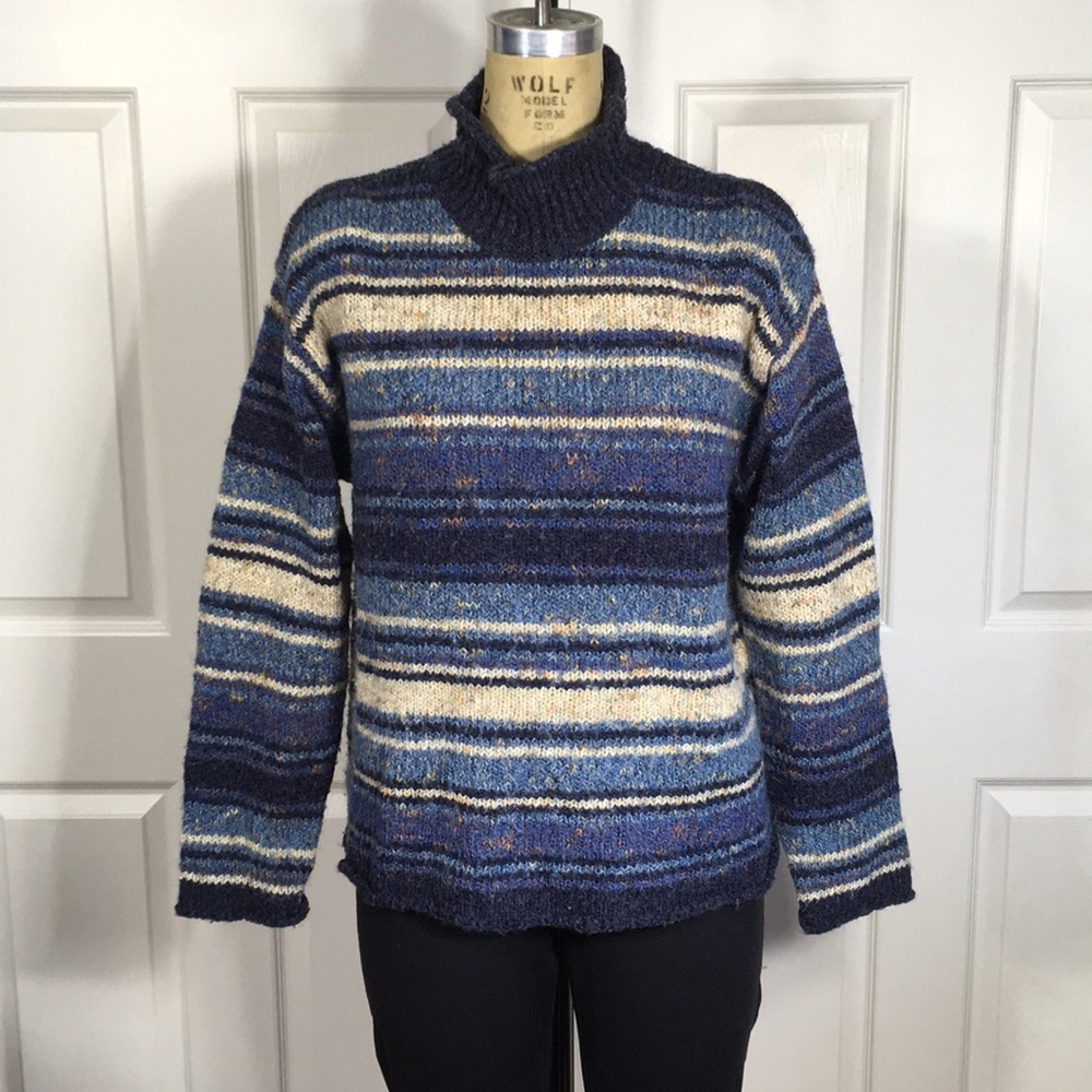 Vintage 90's Chalet Style Mock Neck Sweater - L